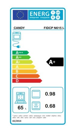 Candy | Piekarnik | FIDCP N615 L | 65 L | Elektryczny | Aquactiva | Mechaniczny i elektroniczny | Wysokość 59,5 cm | Szerokość 5