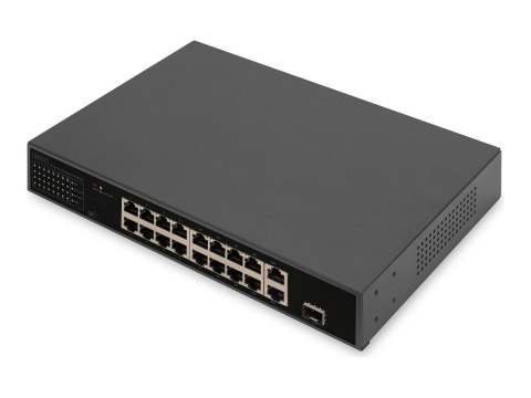 Digitus | 16-portowy przełącznik Fast Ethernet PoE | DN-95355 | Niezarządzany | Do montażu w szafie | Porty 10/100 Mb/s (RJ-45)