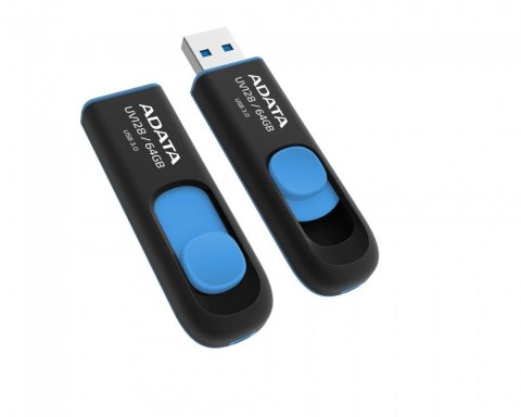 ADATA | UV128 | 64 GB | USB 3.0 | Czarny/Niebieski