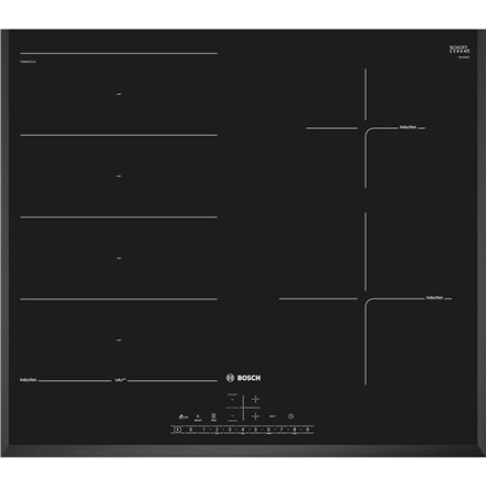 Bosch | PXE651FC1E | hob | Induction | Number of burners/cooking zones 4 | DirectSelect | Timer | Black | Display