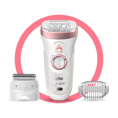 Braun Epilator | SE9730 Silk-epil 9 | Number of power levels 2 | Wet & Dry | White/Pink