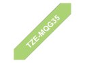 Brother TZ-EMQG35, 12mm white on lime green matt tape | Brother