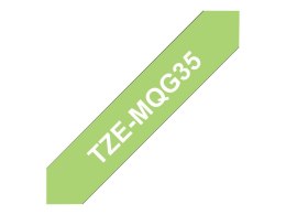 Brother TZ-EMQG35, 12mm white on lime green matt tape | Brother