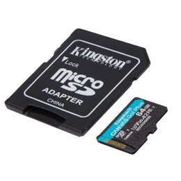 Kingston | microSD | Canvas Go! Plus | 64 GB | MicroSD | Pamięć flash klasy 10 | Adapter SD