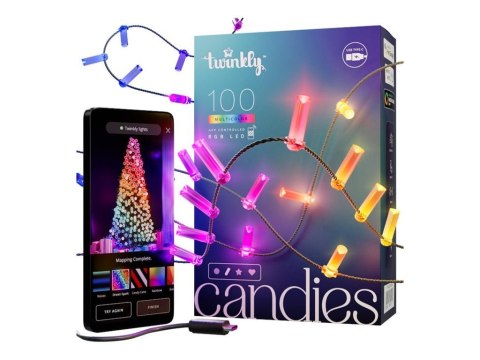 Twinkly Candies 100 Candle-shaped RGB LEDs, Clear Wire, USB-C|Twinkly