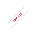 Brother | 132 | Laminated tape | Thermal | Red on clear | Roll (1.2 cm x 8 m)