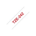 Brother | 242 | Laminated tape | Thermal | Red on white | Roll (1.8 cm x 8 m)