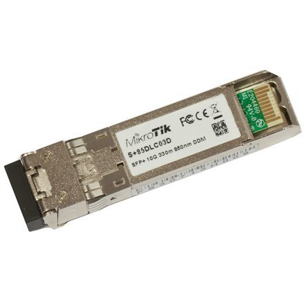 MikroTik | S+85DLC03D | SFP+ | Włókno Wielomodowe | Dual LC | 10/100/1000/10000 Mbit/s | Długość Fali 850 nm | Maksymalna Odległ