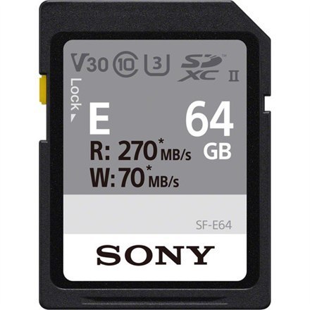 Sony 64GB SF-E Series SDXC UHS-II Memory Card, V30 Sony | SF-E UHS-II SDXC Memory Card | SFE64 | 64 GB | SDXC | Flash memory cla