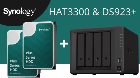 Synology DS923+ (2x4TB Bundle) 4-bay/AMD Ryzen R1600 3.1 GHz/4GB DDR4/4x3.5" Hot-Swap/2x1GbE/2xUSB3.2/eSATA/2Fan | Synology | 4-