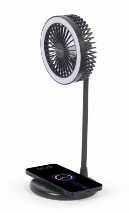 Gembird | TA-WPC10-LEDFAN-01 Wentylator biurkowy z lampą i ładowarką bezprzewodową | N/A | Telefon lub tablet z wbudowanym ładow