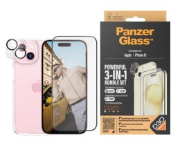 PanzerGlass | Panzerglass 3-w-1 Pack | iPhone | iPhone 15 | Clear | Kompatybilny z bezprzewodowym ładowaniem. Odporny na zarysow