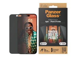 PanzerGlass | Privacy Screen Protector | Apple | iPhone 15 Pro Max | Tempered glass | Black | Ultra-Wide Fit W. Easyaligner