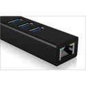 Raidsonic | 4-portowy koncentrator z USB 3.0 Type-A, Type-C, Gigabit LAN | Icy Box IB-HUB1419-LAN