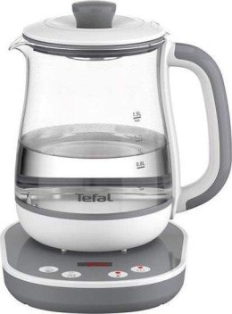 TEFAL Tastea Czajnik | BJ551B10 | Czajnik do herbaty | 1400 W | 1,5 L | Szkło | Obrotowa podstawa 360° | Szary/Biały