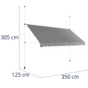 Markiza balkonowa tarasowa rozporowa zwijana ręcznie 350 x 120 cm - szara