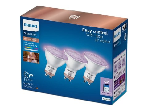 WiZ | Philips Smart WiFi Spot PAR16 RGB, 3 sztuki | GU10 | 4,7 W | Pełny kolor