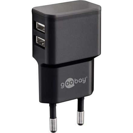 Goobay | 4-pinowe USB typu A | Europlug (zasilanie CEE 7/16) | Czarny | 12 Watt